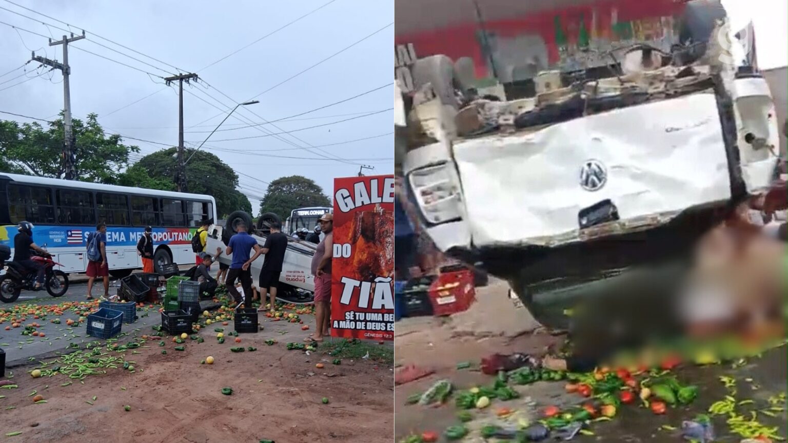 Acidente envolvendo ônibus, picape e motocicleta deixa mulher ferida na MA-201