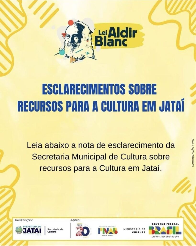 Esclarecimentos Importantes da Secretaria Municipal de Cultura de Jataí