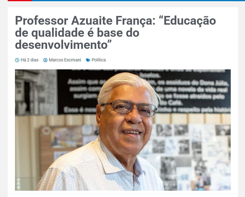 Repercussão das Declarações do Vice-Presidente do CPP sobre Educação no Jornal Primeira Página Repercussão das Declarações do Vice-Presidente do CPP sobre Educação no Jornal Primeira Página