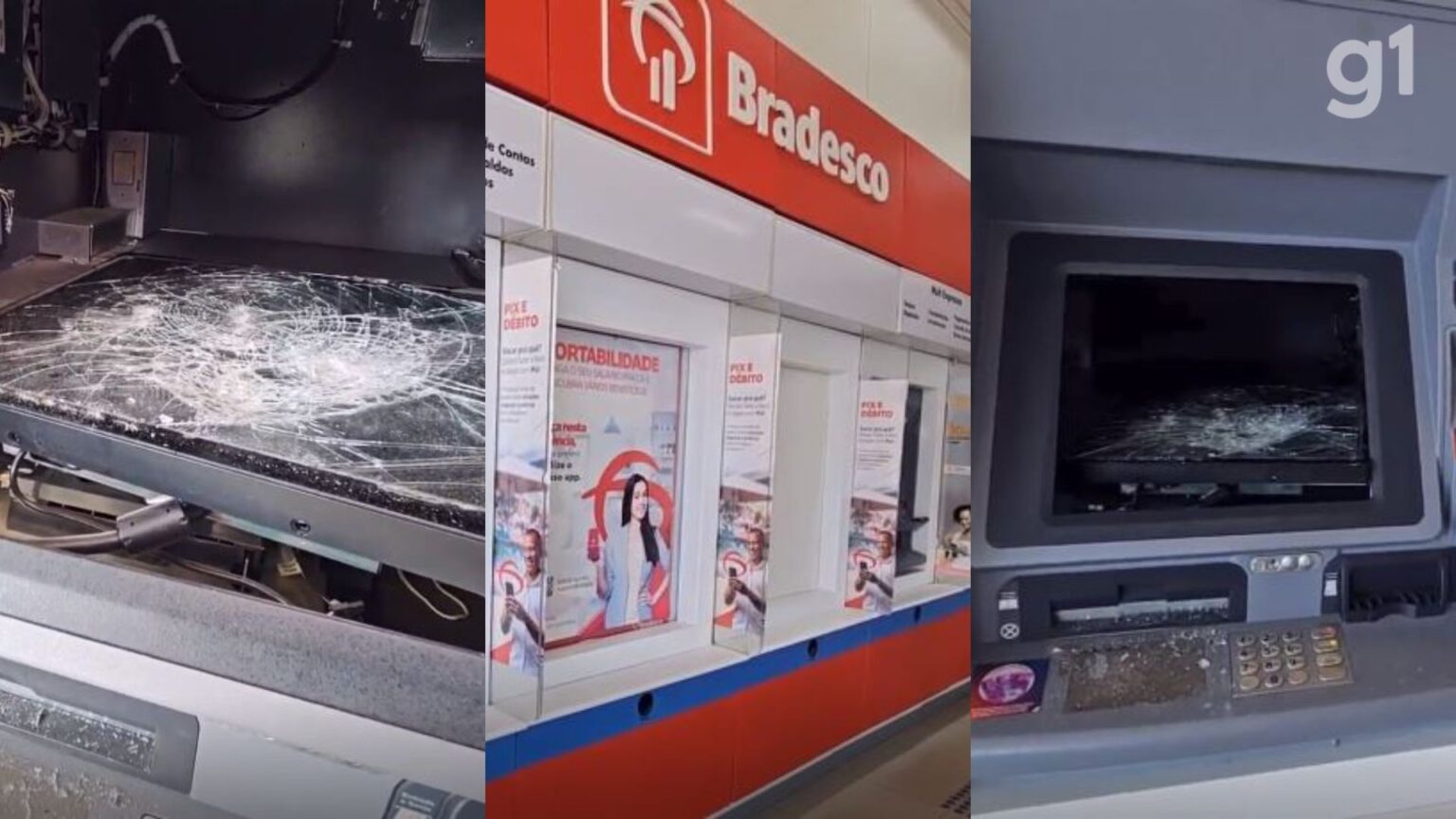 Caixas eletrônicos do Bradesco são destruídos na Avenida dos Holandeses, em São Luís